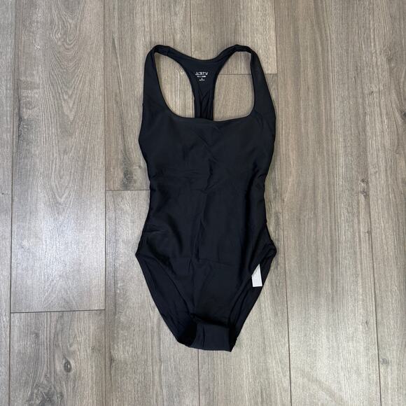 J.Crew Gail Classic Sculpt Swimsuit SZ 4 Black One-Piece Racerback Removable Pad - Picture 3 of 9
